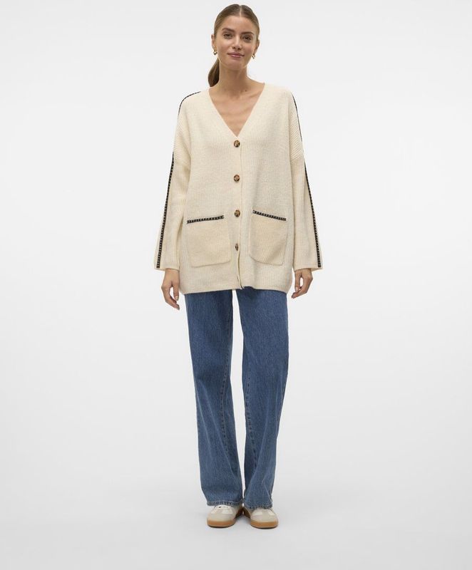 Vmzora - Gebreid Vest - V-Hals - Lange Mouwen - Knoopsluiting - Regular Fit