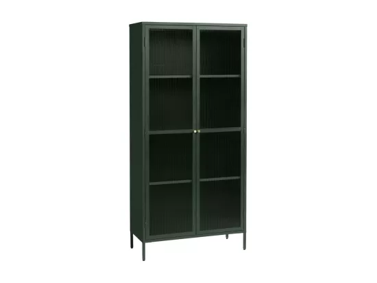 Bjorn - Vaisselier 2 portes en verre stié et métal H190cm : Couleur - Vert foncé