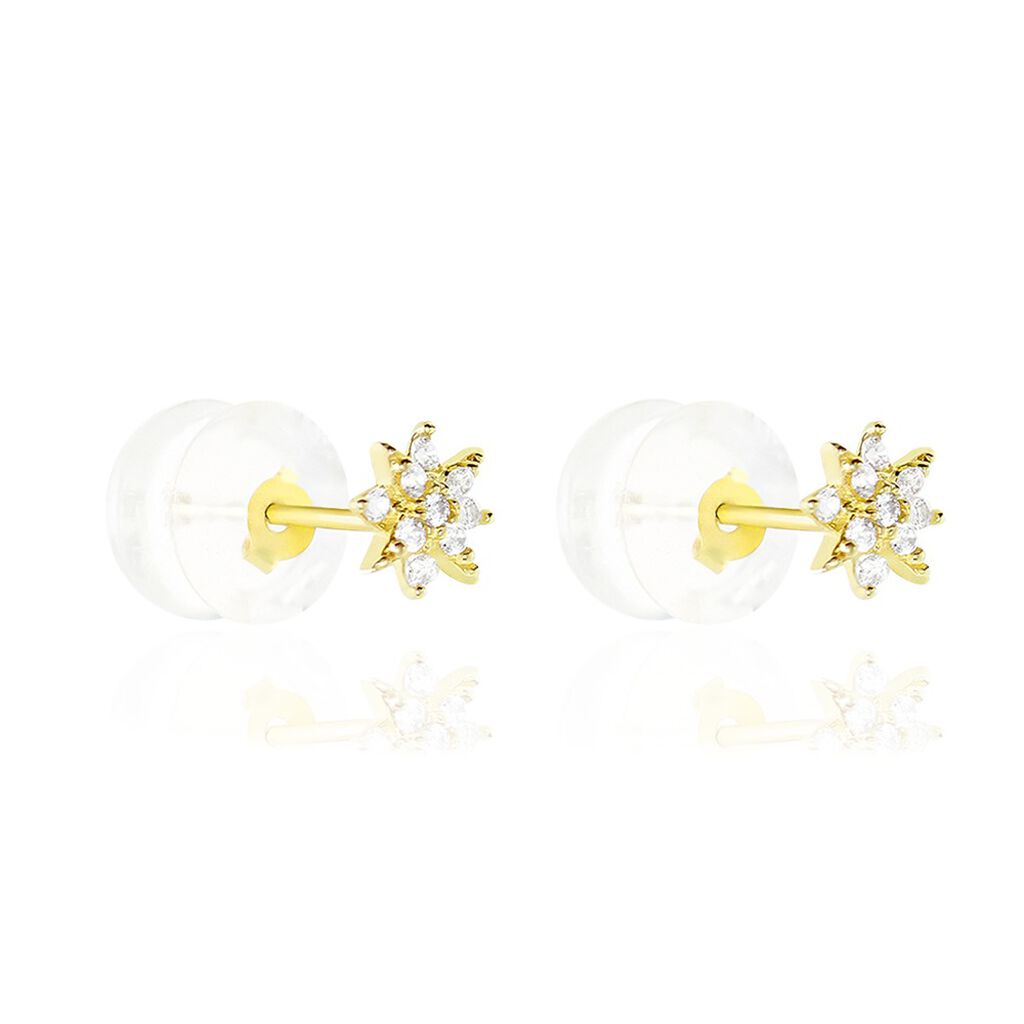 Boucles D'oreilles Puces Aubepine Or Jaune Oxyde