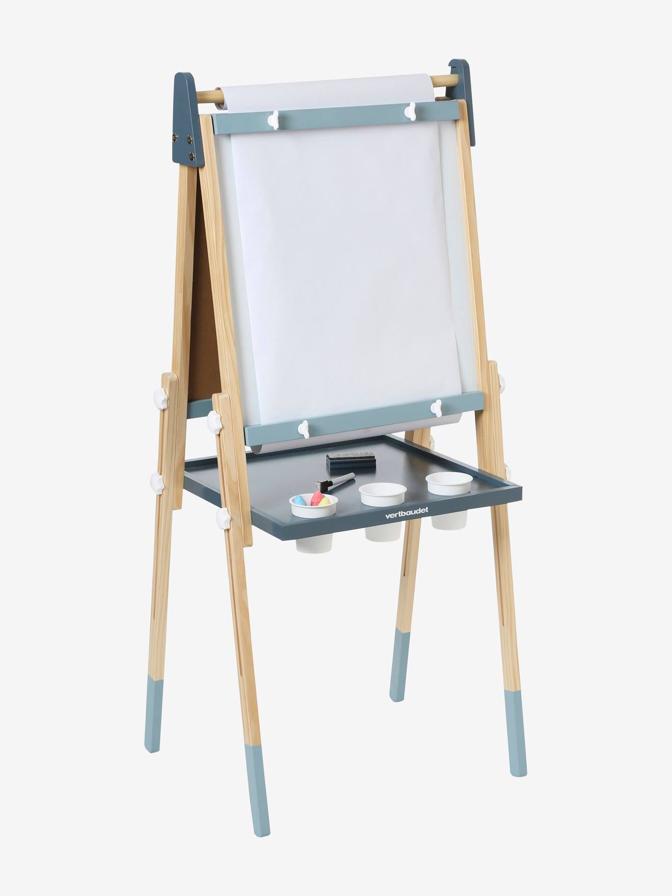 Quadro branco/quadro magnético dobrável e ajustável em altura 3 em 1, feito de madeira lisa rosa médio com certificação FSC®.