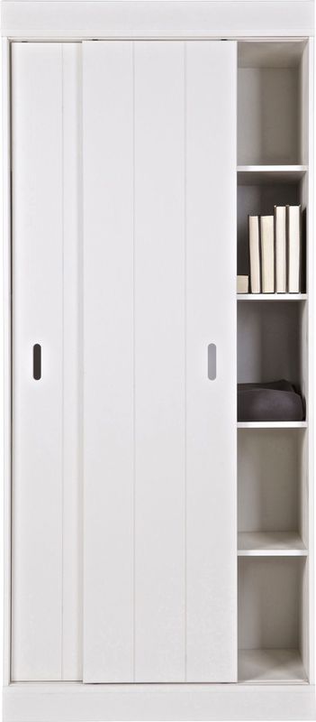 WOOOD Row Plankenkast - Wit - Grenenhout - Schuifdeuren