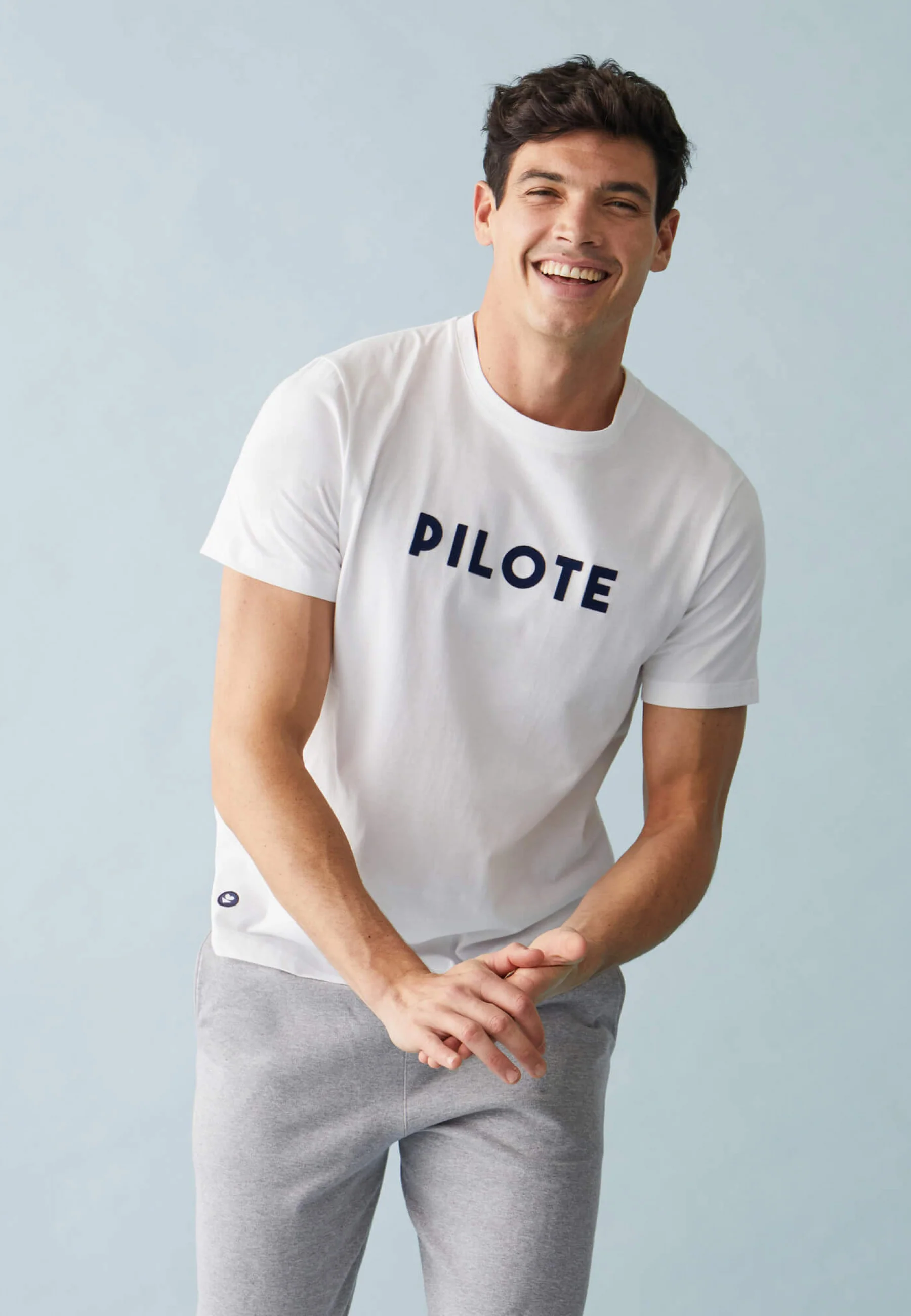 T-shirt col rond en coton-Jean-F Blanc