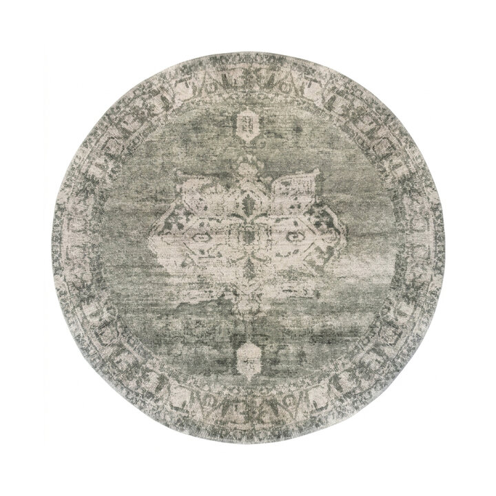 Rond vintage vloerkleed - Kyra Medaillon Groen | Duurzaam design