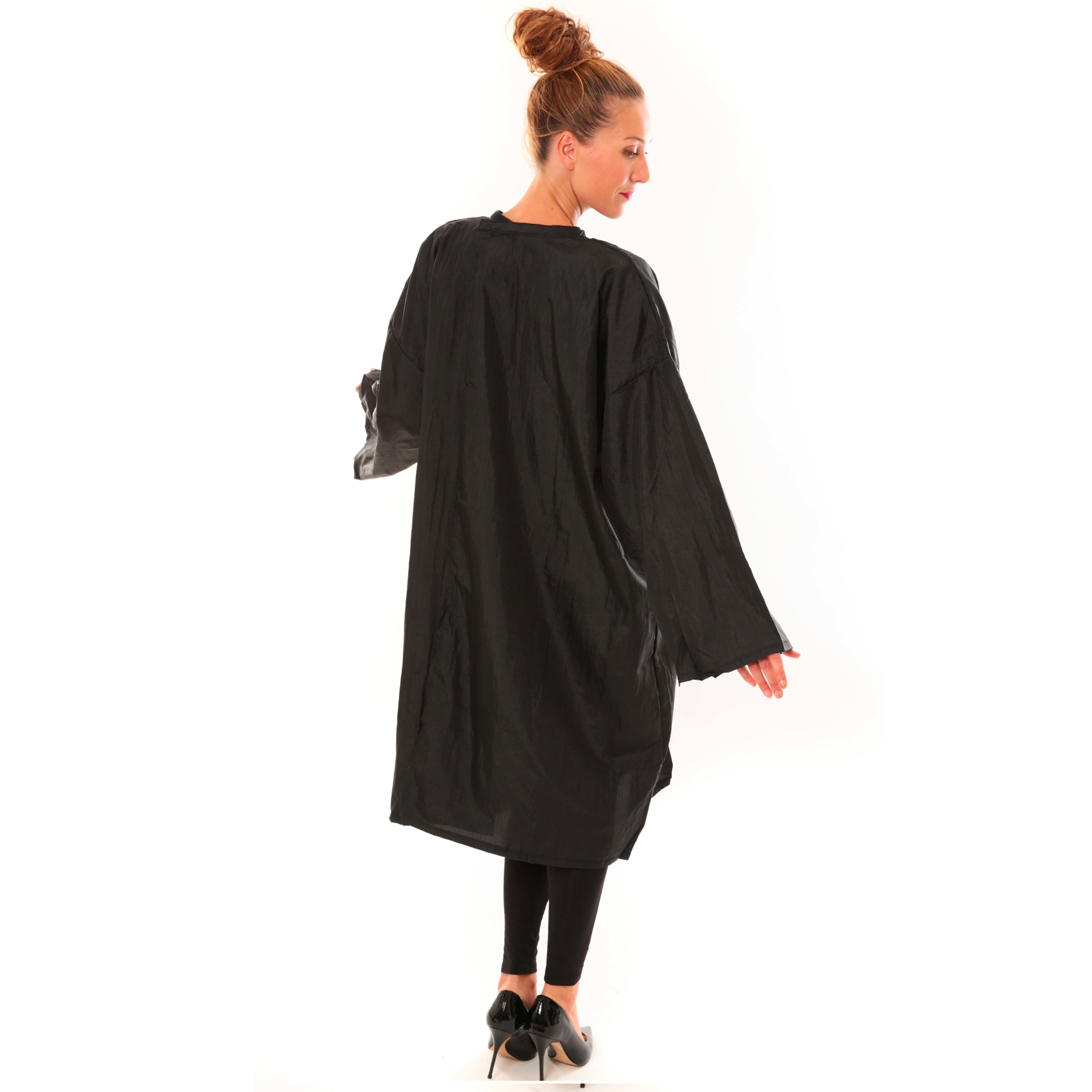 Peignoir Noir Avec Manches (Fermeture Velcro) Jacques Seban