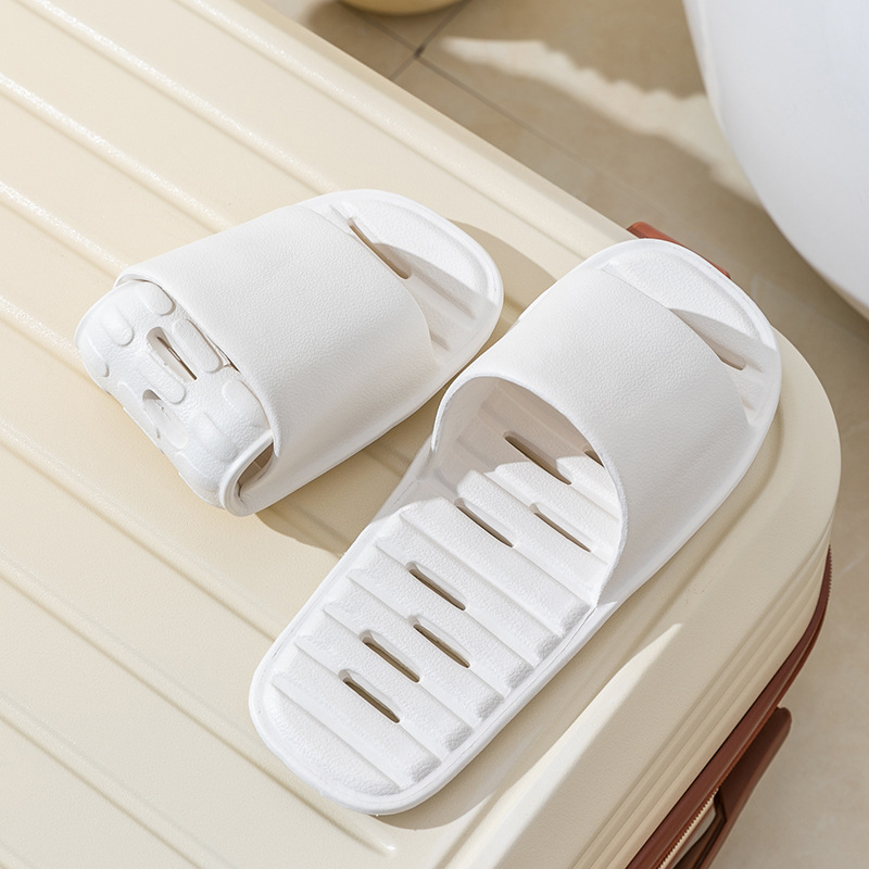 (1 Paar) Gr. M Anti-Rutsch Hygiene Dusch Schuhe Schnelltrocknende Bade Latschen für Reisen & Camping - Weiss