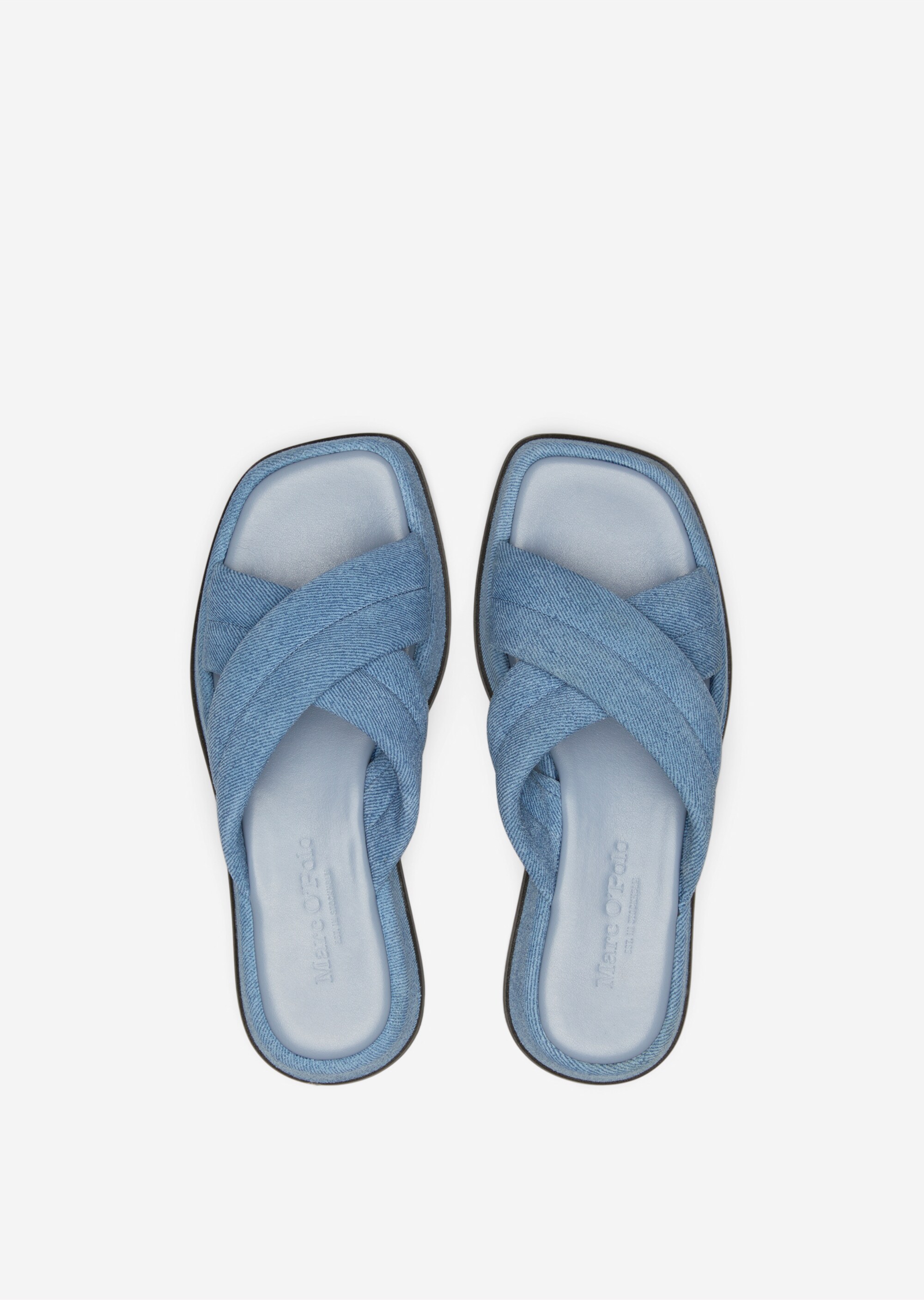Plateau-Pantolette in Denim-Optik