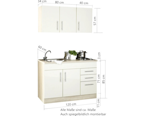 Held Furniture Minikeuken met apparatuur Toronto 120 cm beuken mat gedemonteerd 978.6510