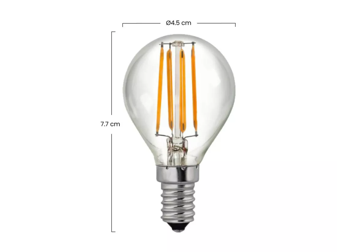 Pack de 2 Ampoules LED à Filament Sphérique E14 4W Equi.40W 470lm 2700K 25000H 7hSevenOn Premium