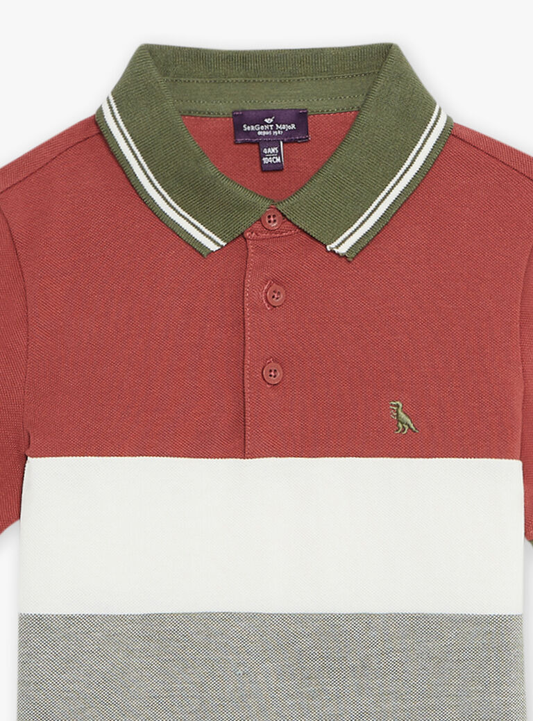 Polo colorblock avec dinosaure