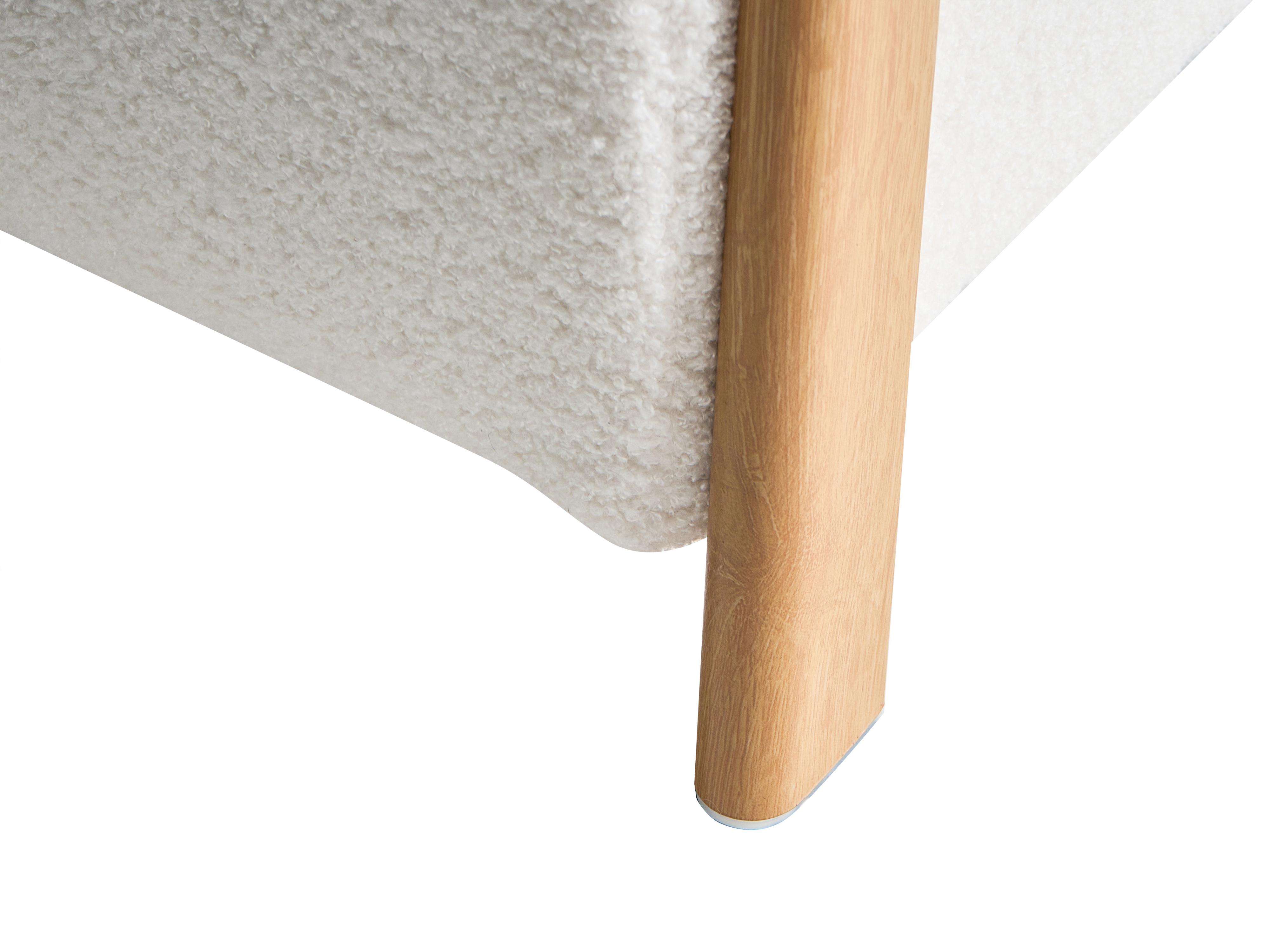 Poef met opbergruimte EDLAND Bouclé 45 cm 43 cm Wit