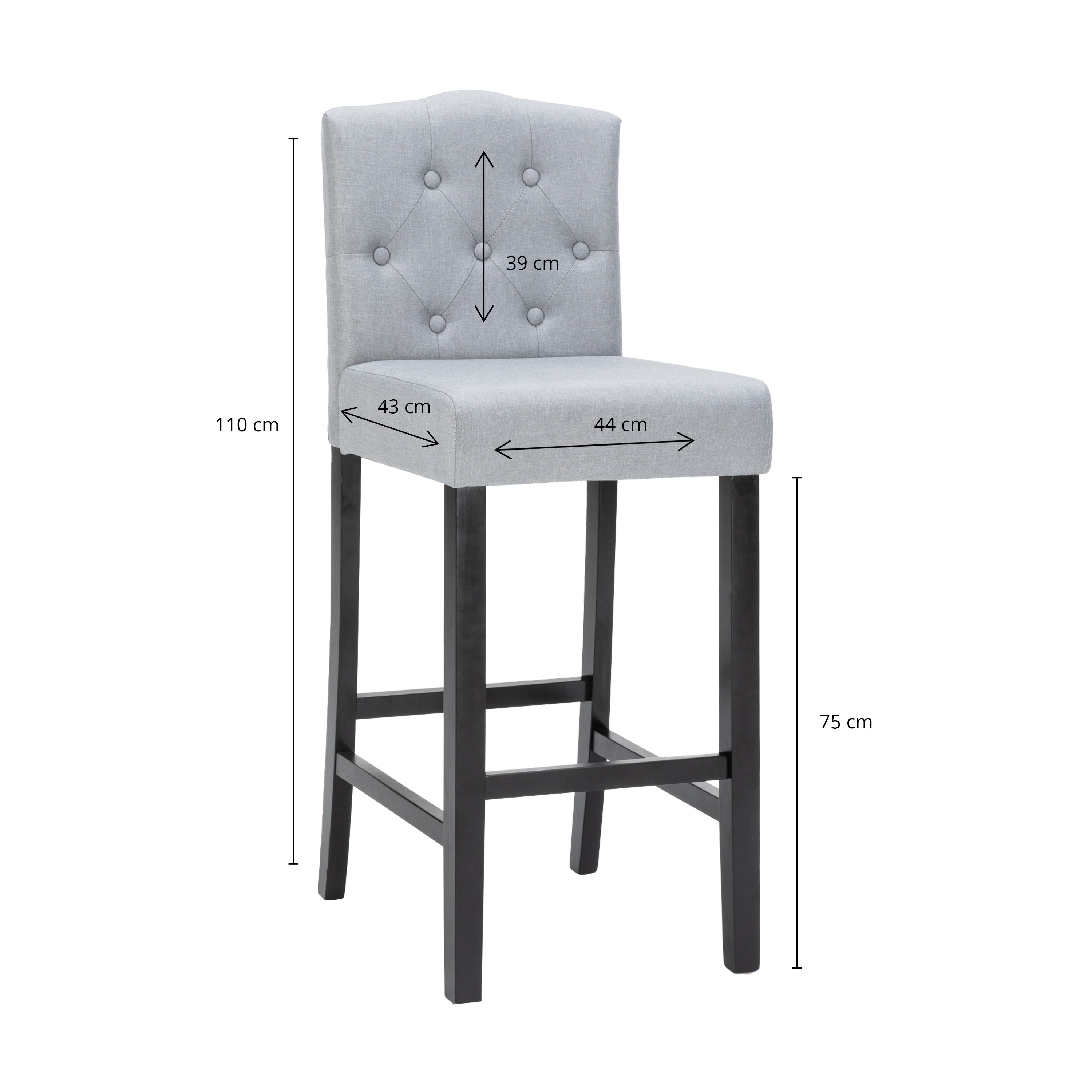 Barhocker WADE 2er Set grau/schwarz