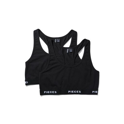 Pieces Logo Lady 2-pak BH, Black, L