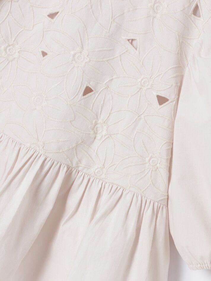 Blusa bordada com babado - Bege
