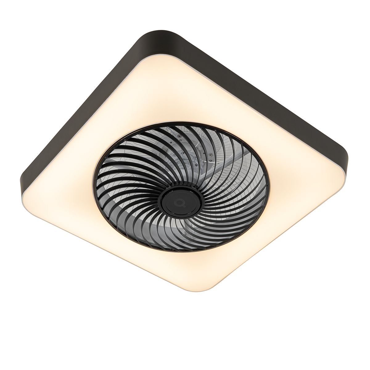 Smart plafondventilator vierkant zwart incl. LED dimbaar - Climo