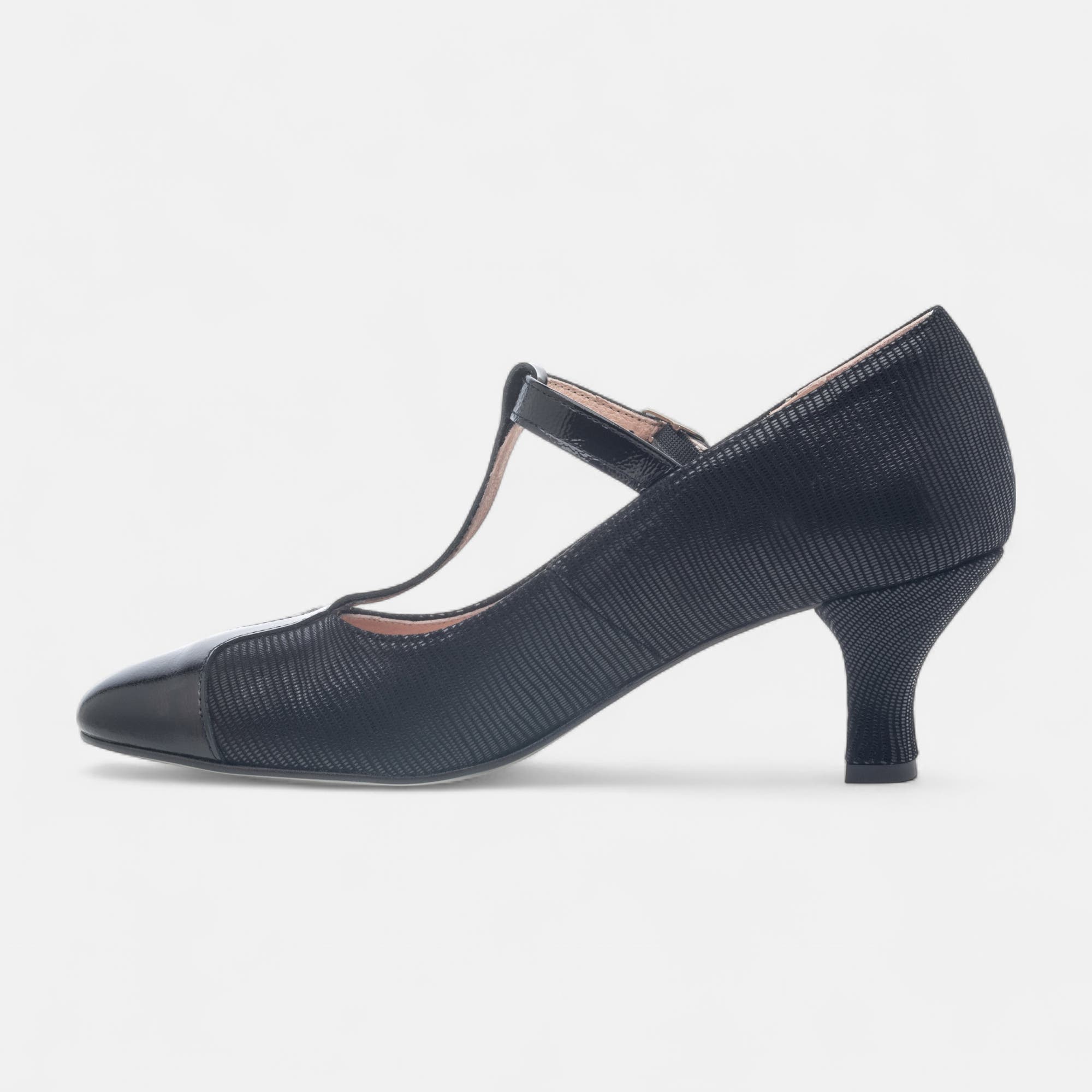 Babies à talon Femme en cuir noir