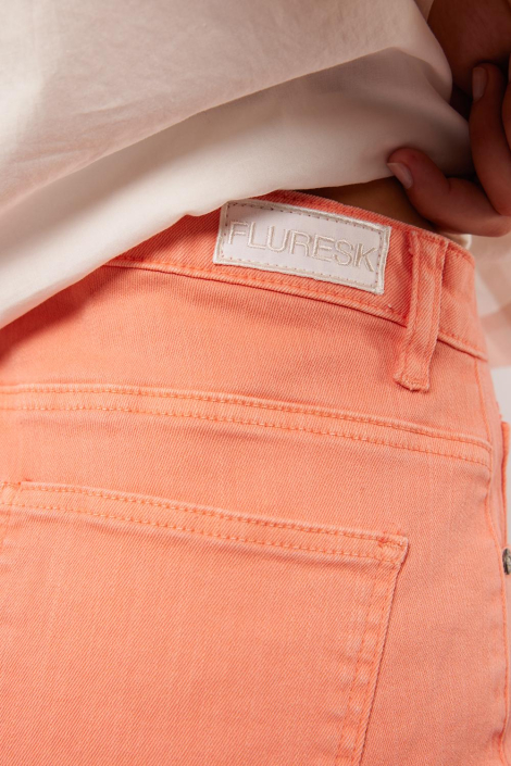 Fluresk oranje dames korte broek