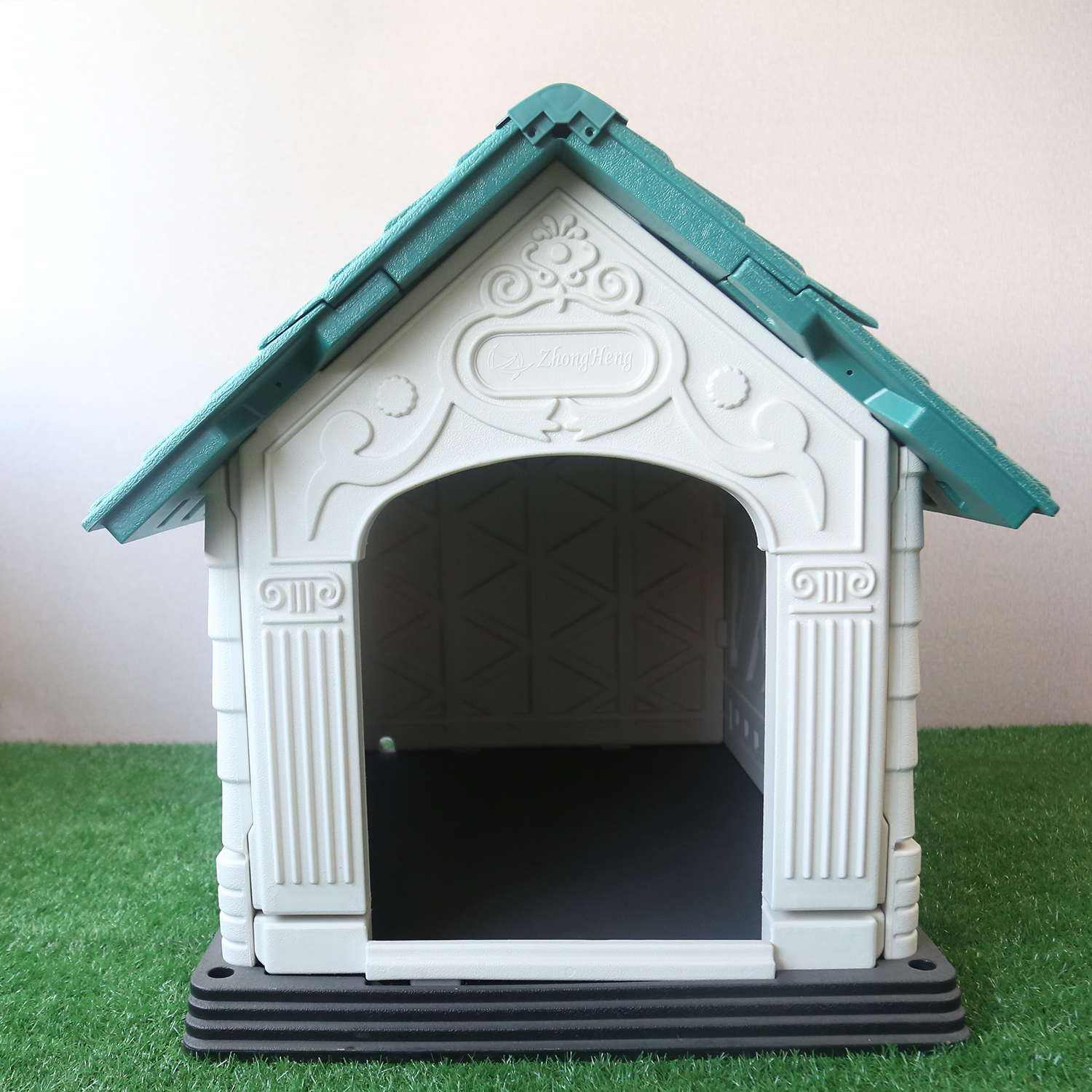 Casinha de cachorro Nobleza em plástico, à prova d'água, resistente às intempéries e à água, com telhado de duas águas, para uso interno e externo (P 72x57x57,6 cm)