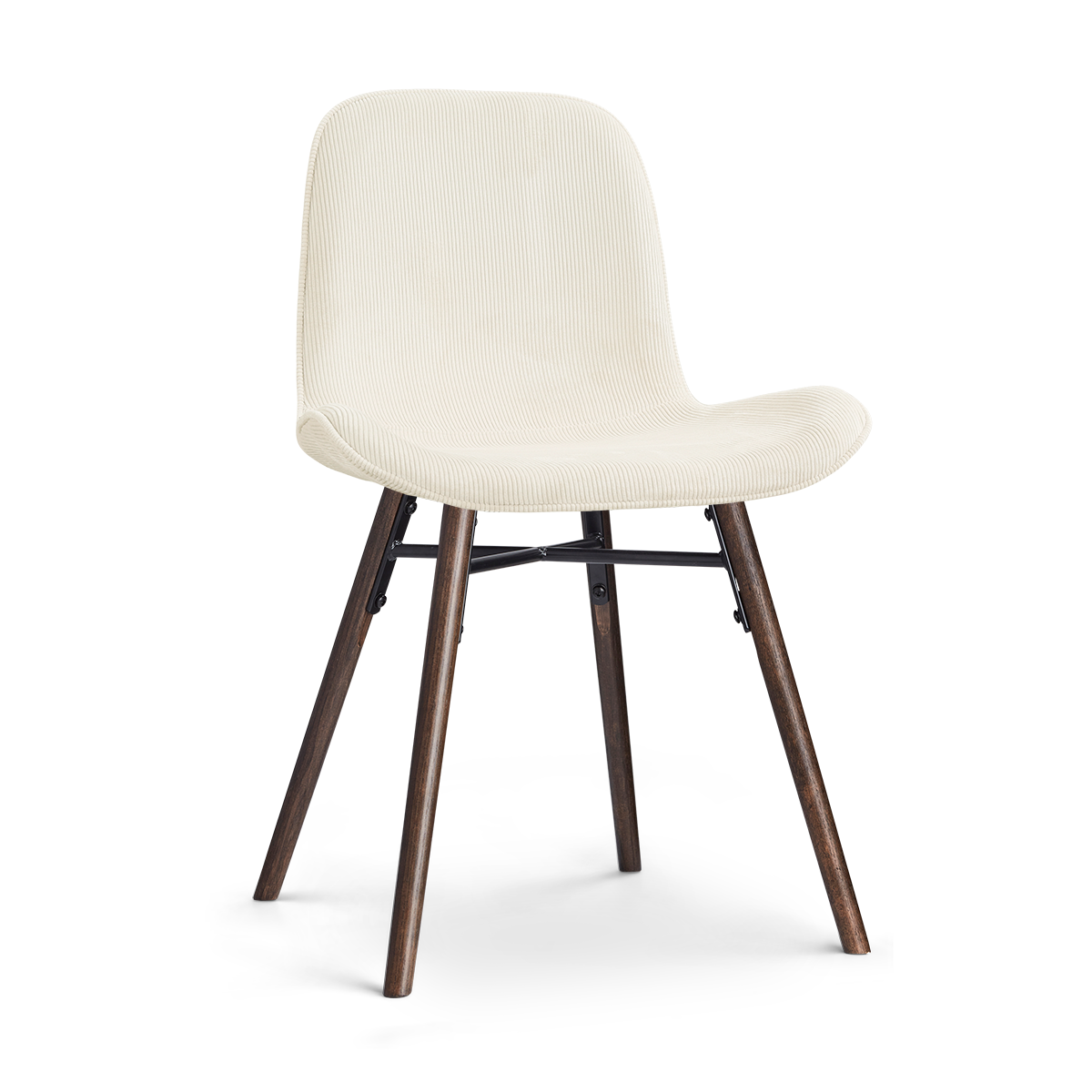 Eetkamerstoel Nena-Fé walnoot houten onderstel rib beige