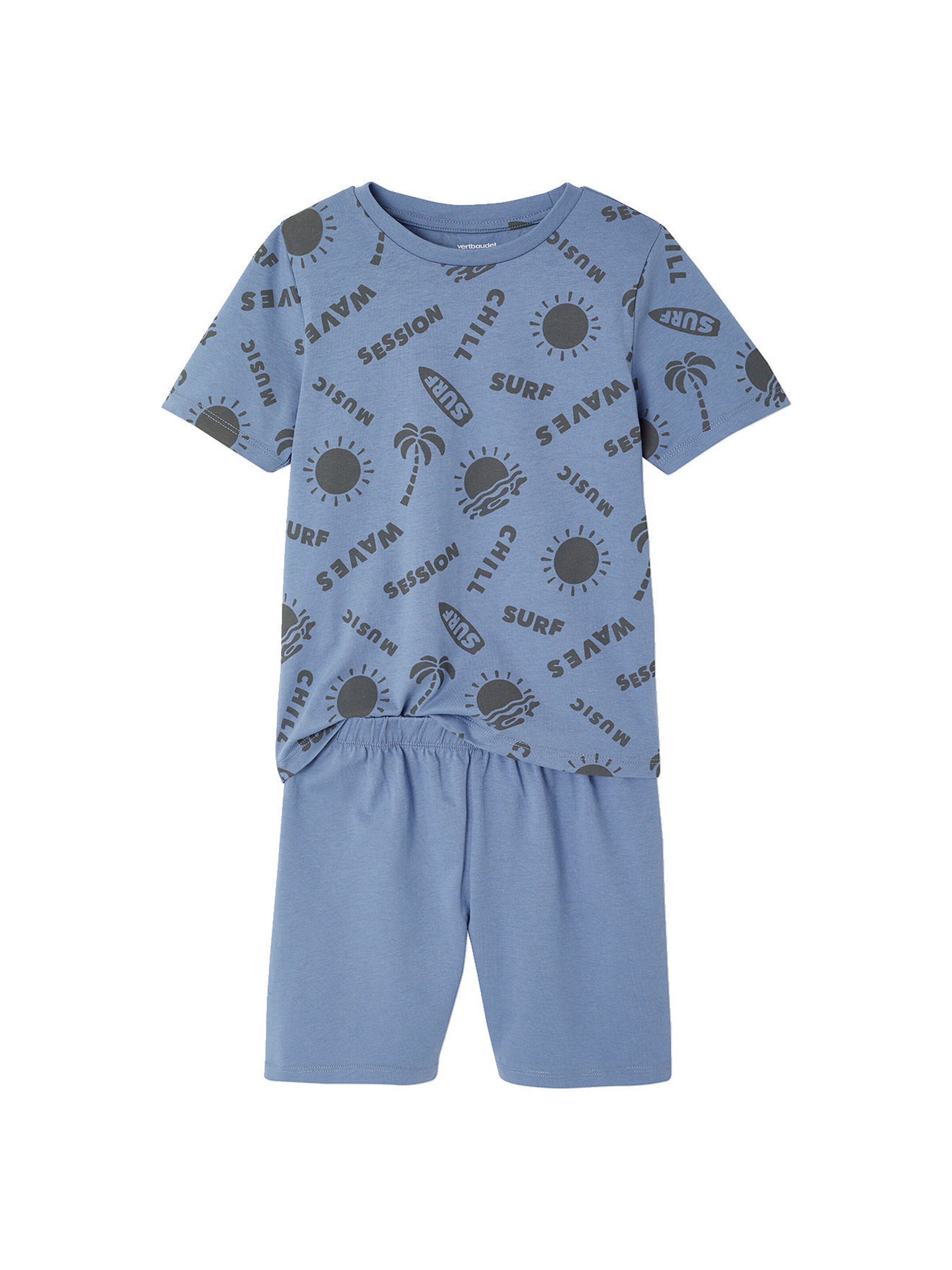 Vertbaudet 3er-Pack Jungen Sommer-Schlafanzüge mit Surfer-Prints und Recycling-Baumwolle mandarine