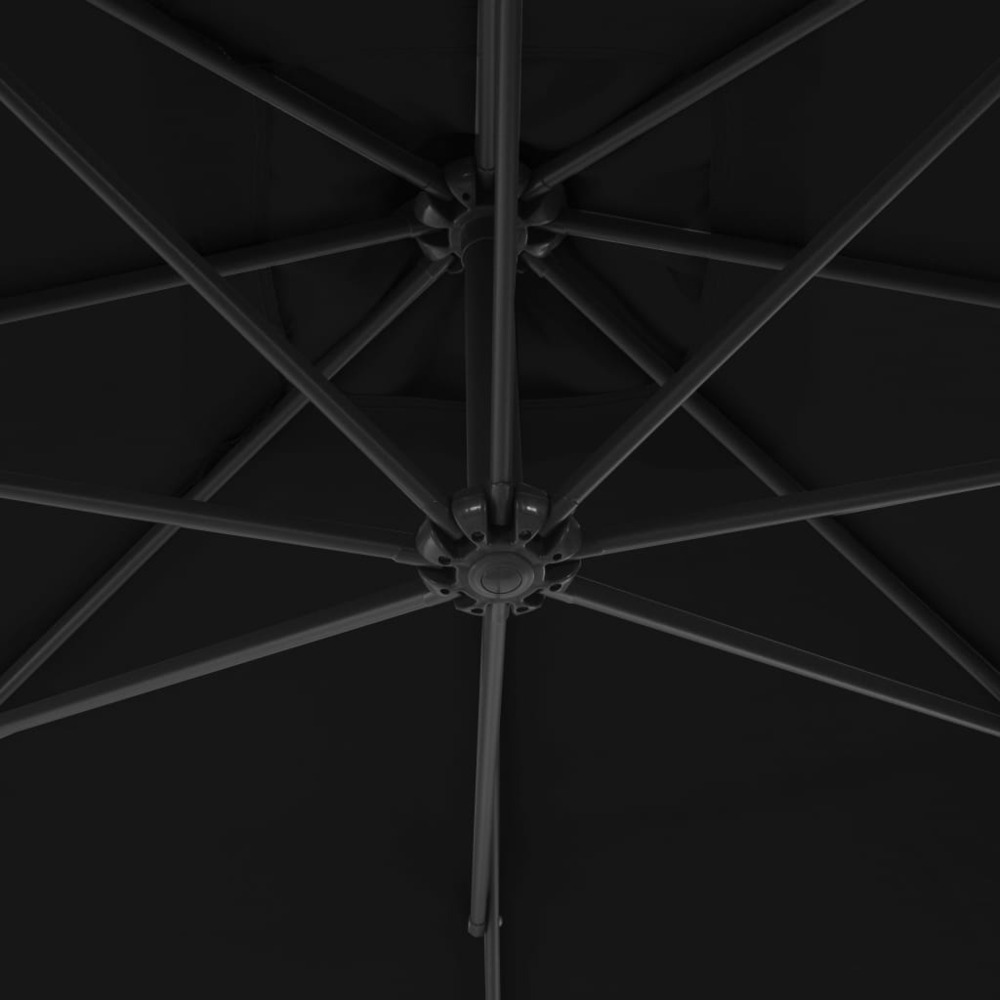 Parasol meuble de jardin déporté avec mât en acier 250 x 250 cm noir