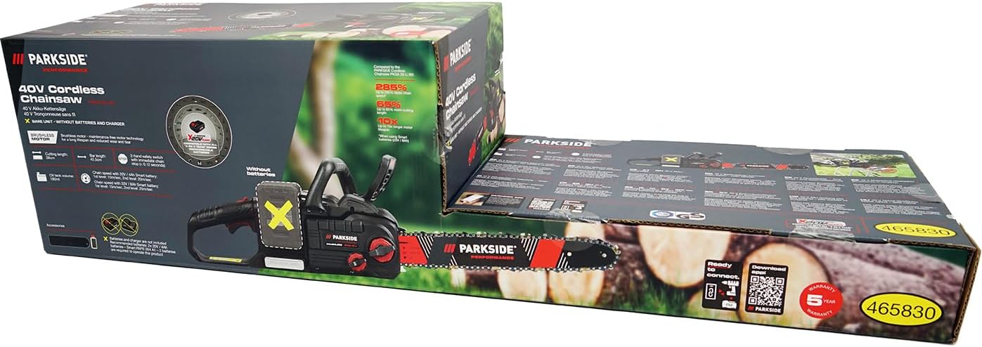 HEADNMORE® Bundle - PARKSIDE PERFORMANCE® 40V Akku Kettensäge PPKSA 40-Li B2 (inkl. 2x4ah Akkus) +Schlüsselanhänger