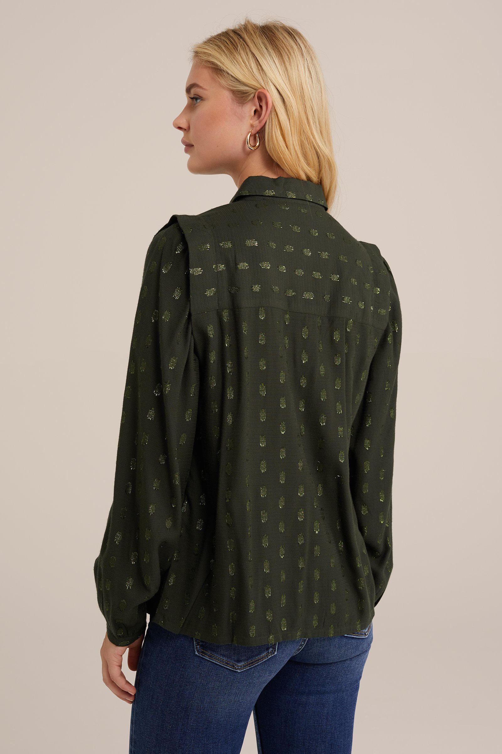 blouse met dessin WE Fashion Donkergroen