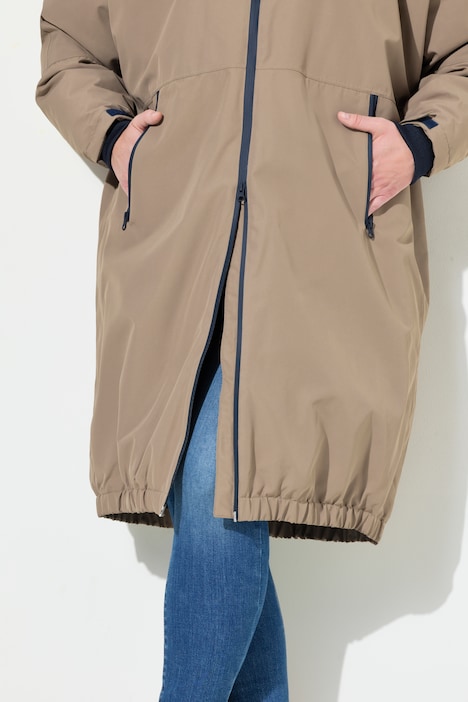 Funktionsjacke, oversized, Teddyfutter, Kapuze, 2-Wege-Zipper
