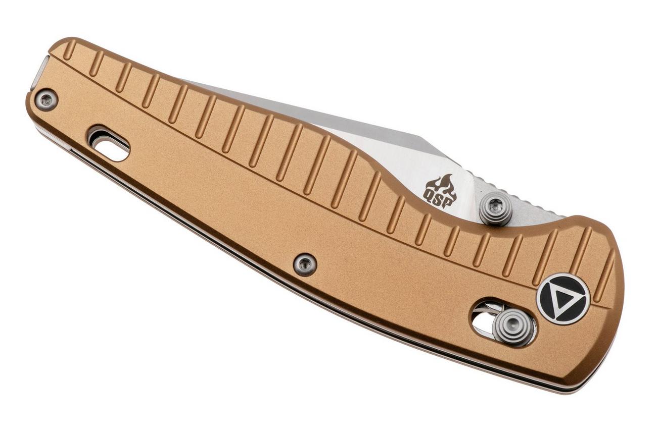 QSP Knife Reptile QS165-A1 Satin 14C28N, Champagne Aluminium, zakmes
