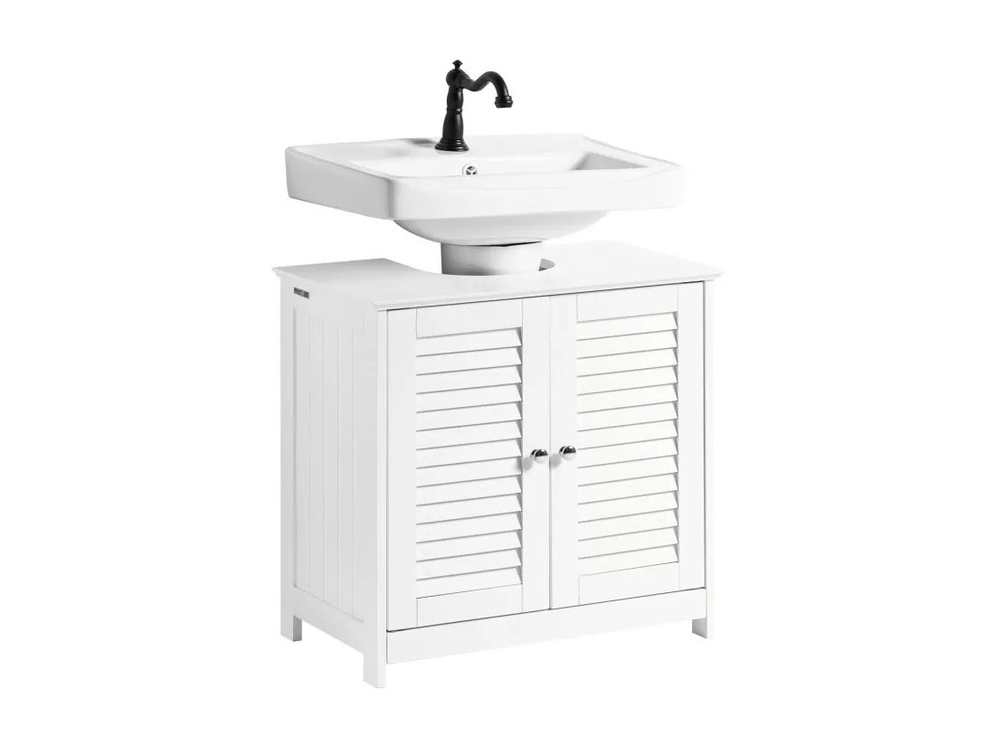 Meuble sous-Lavabo Meuble de Salle de Bain - 2 Portes et 2 étages -Blanc, FRG237-II-W
