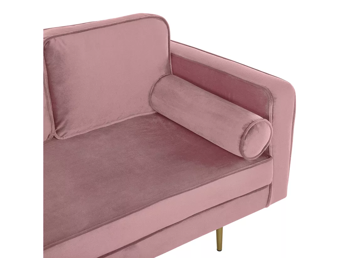 Chaise longue rose poudré côté droit MIRAMAS