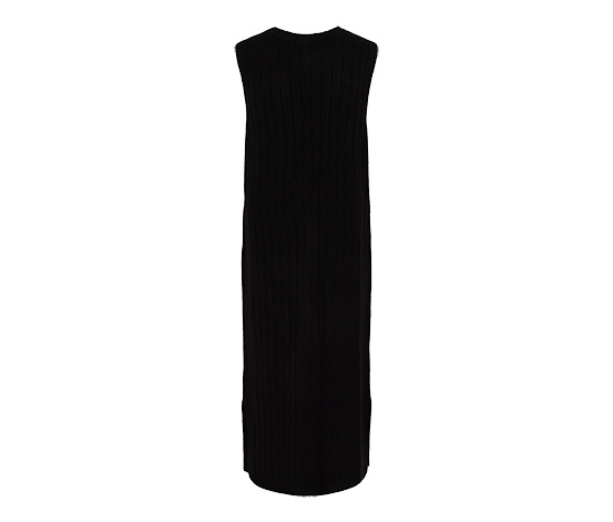 Geripptes Strickkleid, schwarz