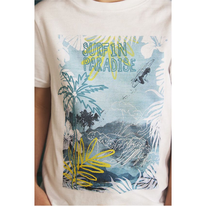 T-shirt manches courtes en jersey avec print pour garçon - Blanc