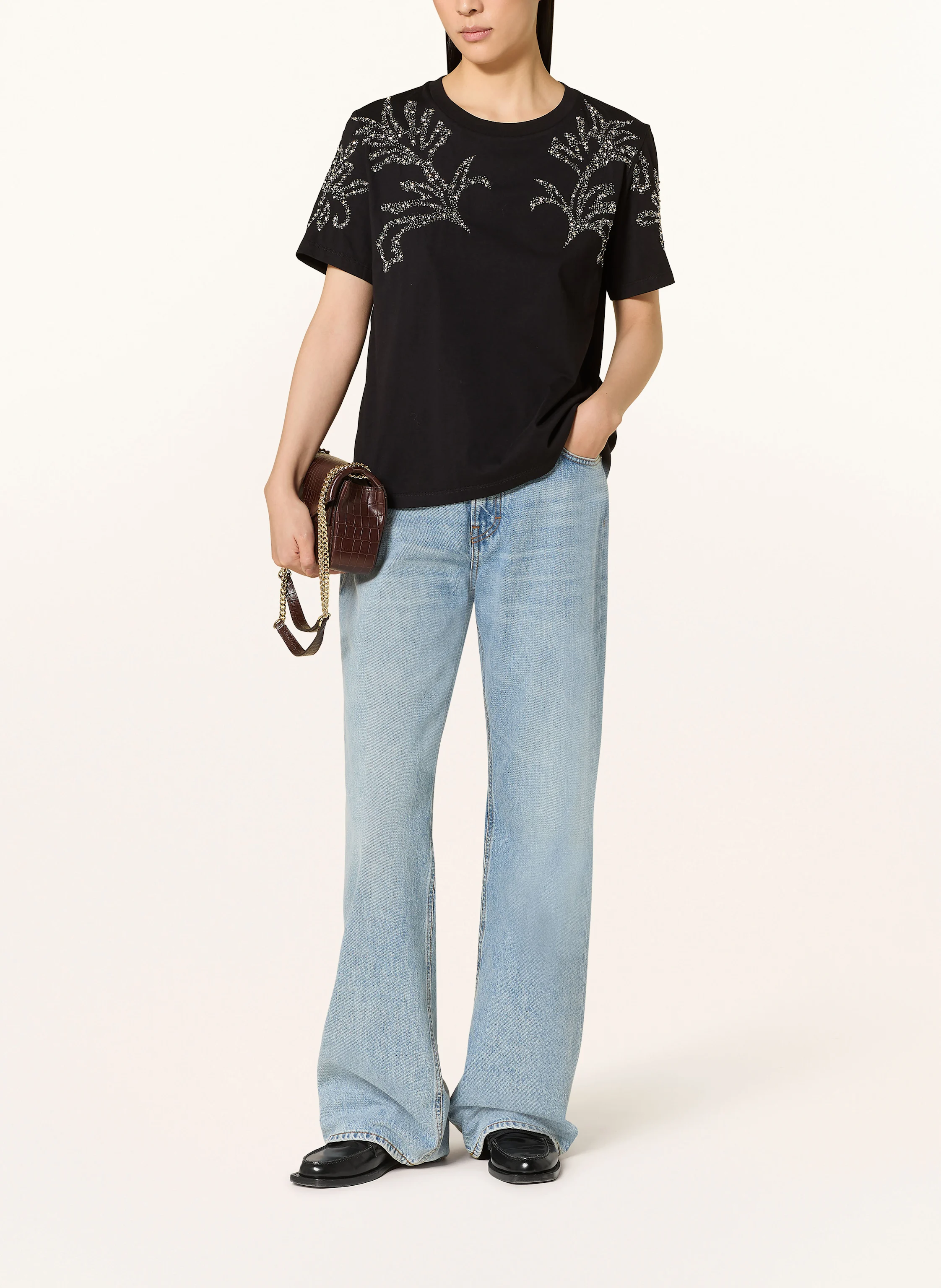 SANDRO T-Shirt mit Schmucksteinen