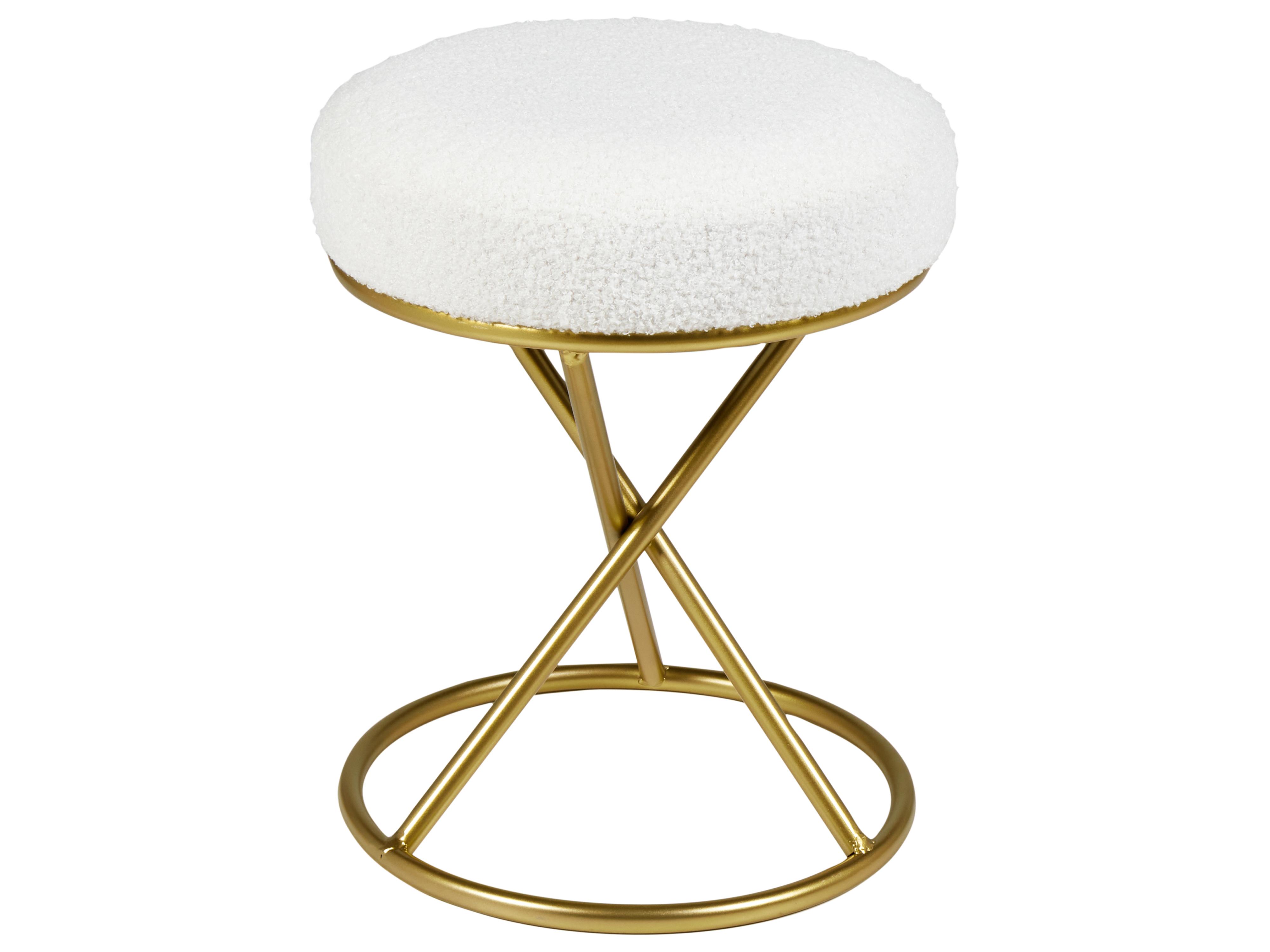 Hocker PRESHO Bouclé Gebroken wit