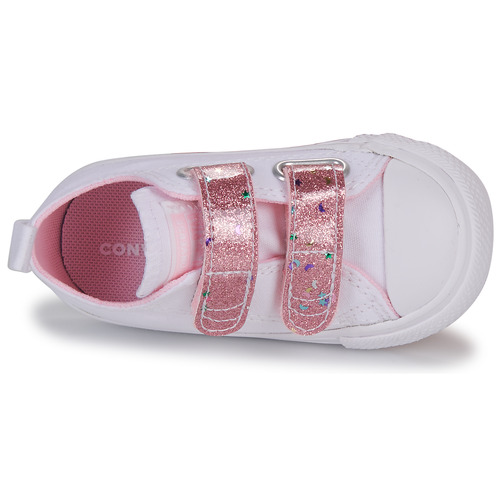 Converse - CHUCK TAYLOR ALL STAR 2V EASY-ON GLITTER STRAP OX - Blanc / Rose