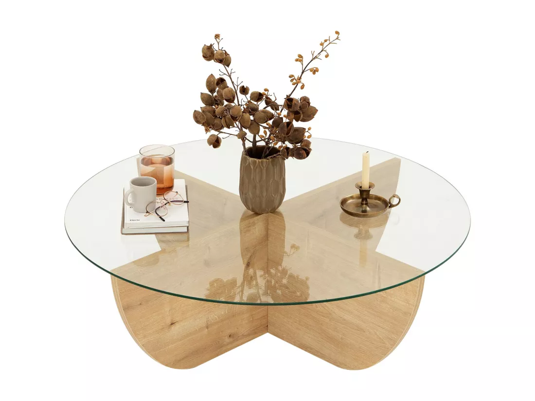 Table basse en verre trempé - Naturel clair et Transparent - AYSUN