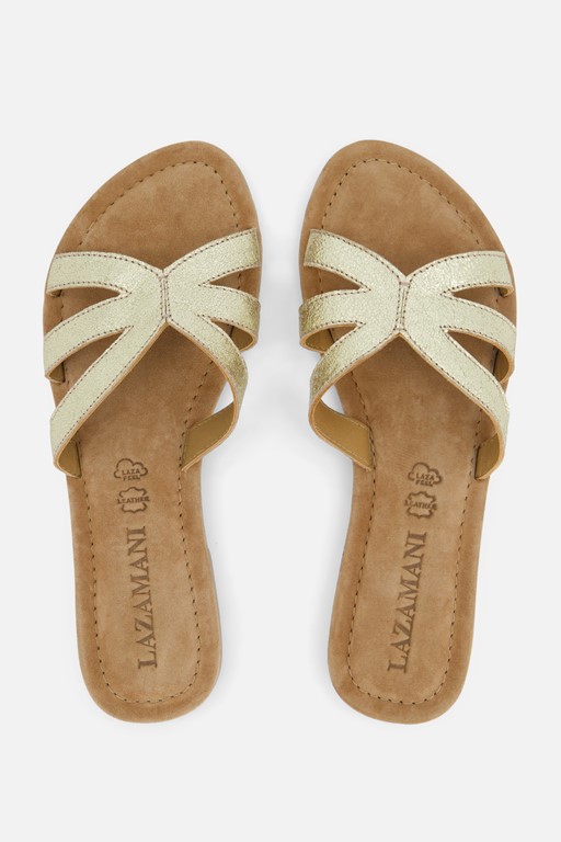 Lazamani Slippers goud Leer