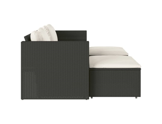 VIDAXL - Canapé Salon de jardin 5 pcs avec coussins noir résine tressée acac...