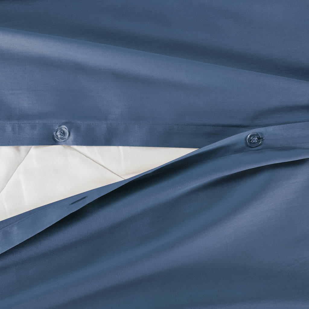 katoen satijnen dekbedovertrek 2-persoons blauw (200x220 cm)