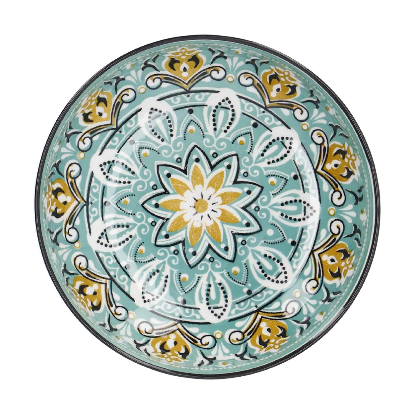 Schale China, flach, grün/braun, 12 cm