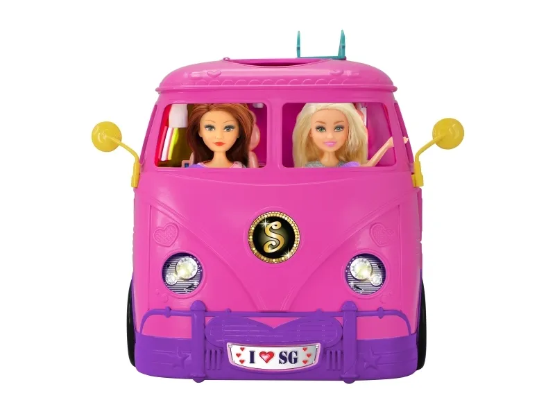 ZURU Sparkle Girlz Retro Campervan, Pige, Lyserød, Ikke til børn under 36 måneder, Små dele. Kvælningsfare, Vinduesboks, 1 stk, 1x Fully Opening Campervan with Rotating Wheels, 1x Shower, 2x shelves, 1x toilet, 2x Lotion...