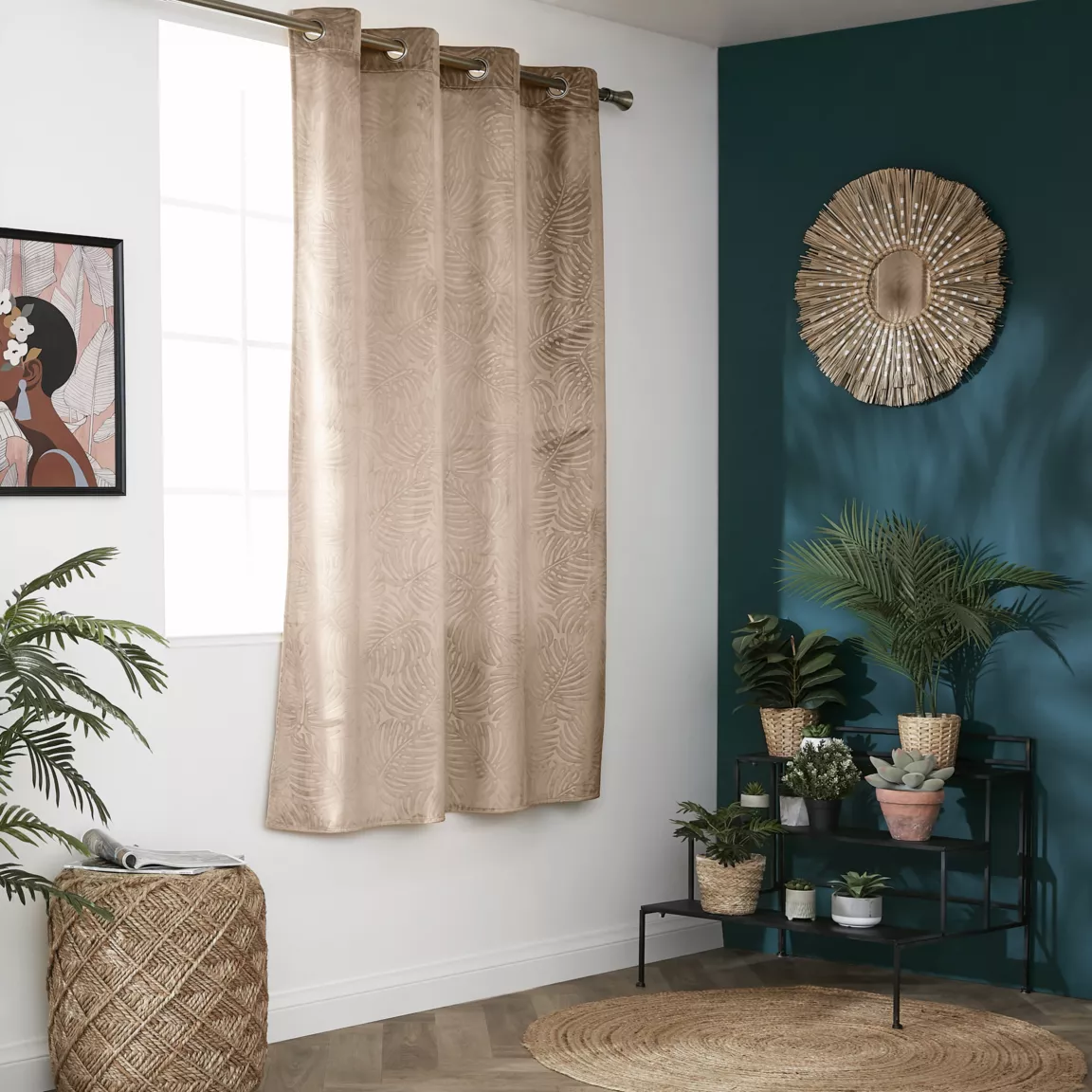 Rideau obscurcissant velours (140 x 180 cm) Fern Taupe