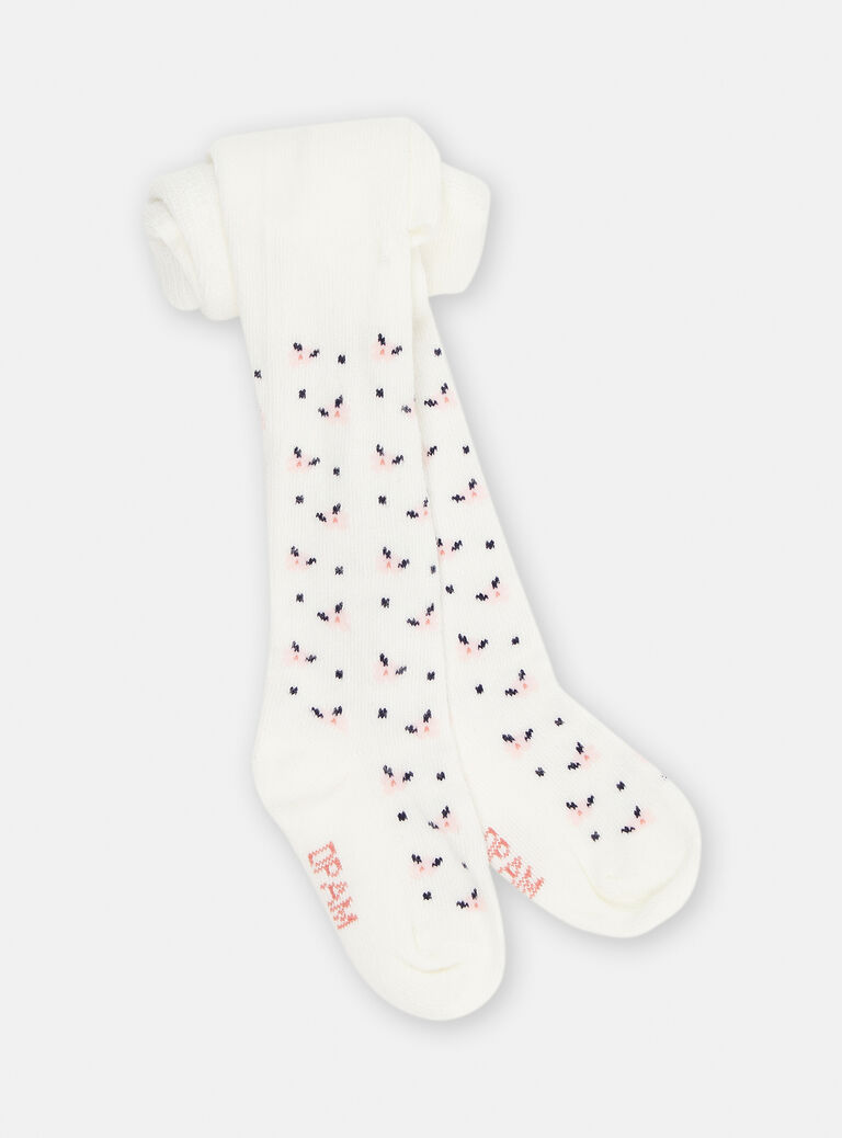 Collants écrus à motifs fleuris bébé fille