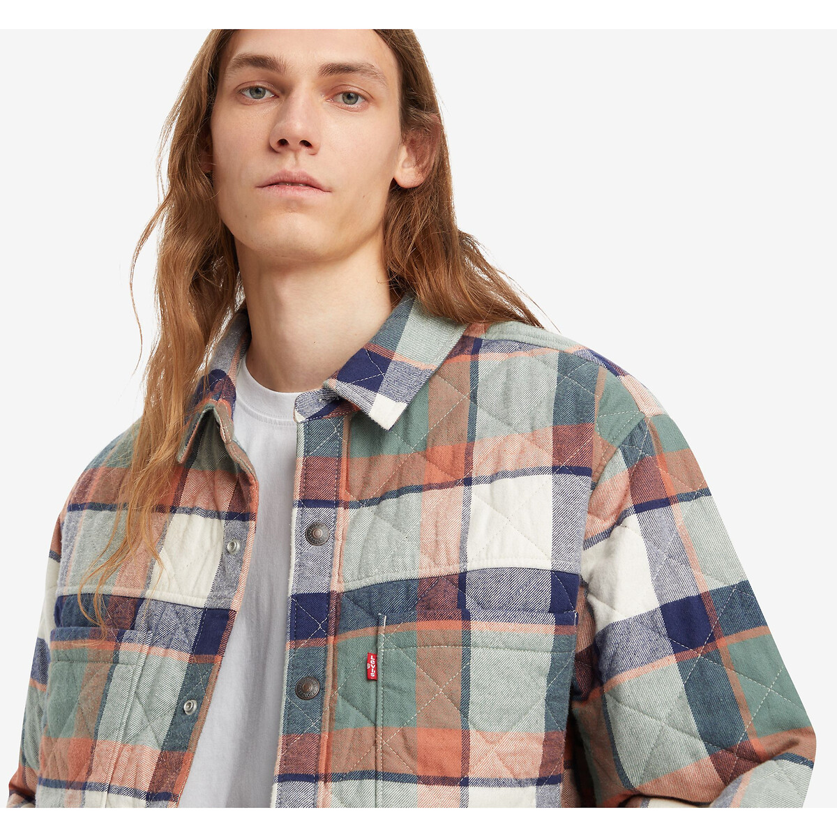 Cardigã longo e reto xadrez da Levi's