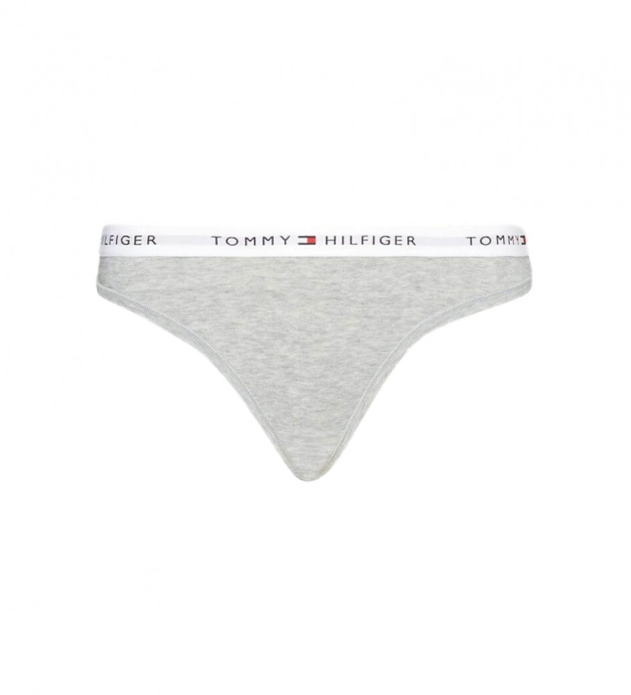 Calcinha fio dental Tommy Hilfiger com logo na cintura, cinza