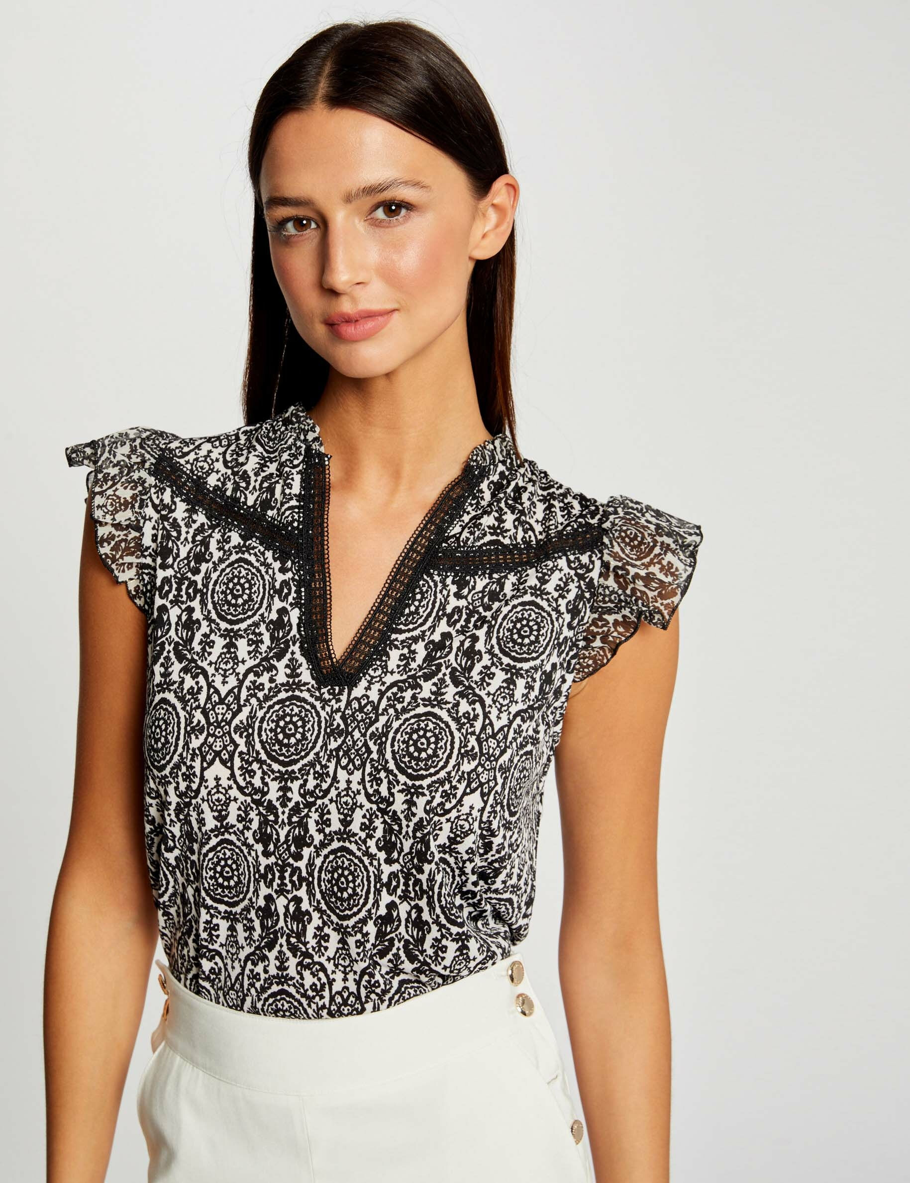 T-shirt manches courtes imprimé foulard multico femme - multico
