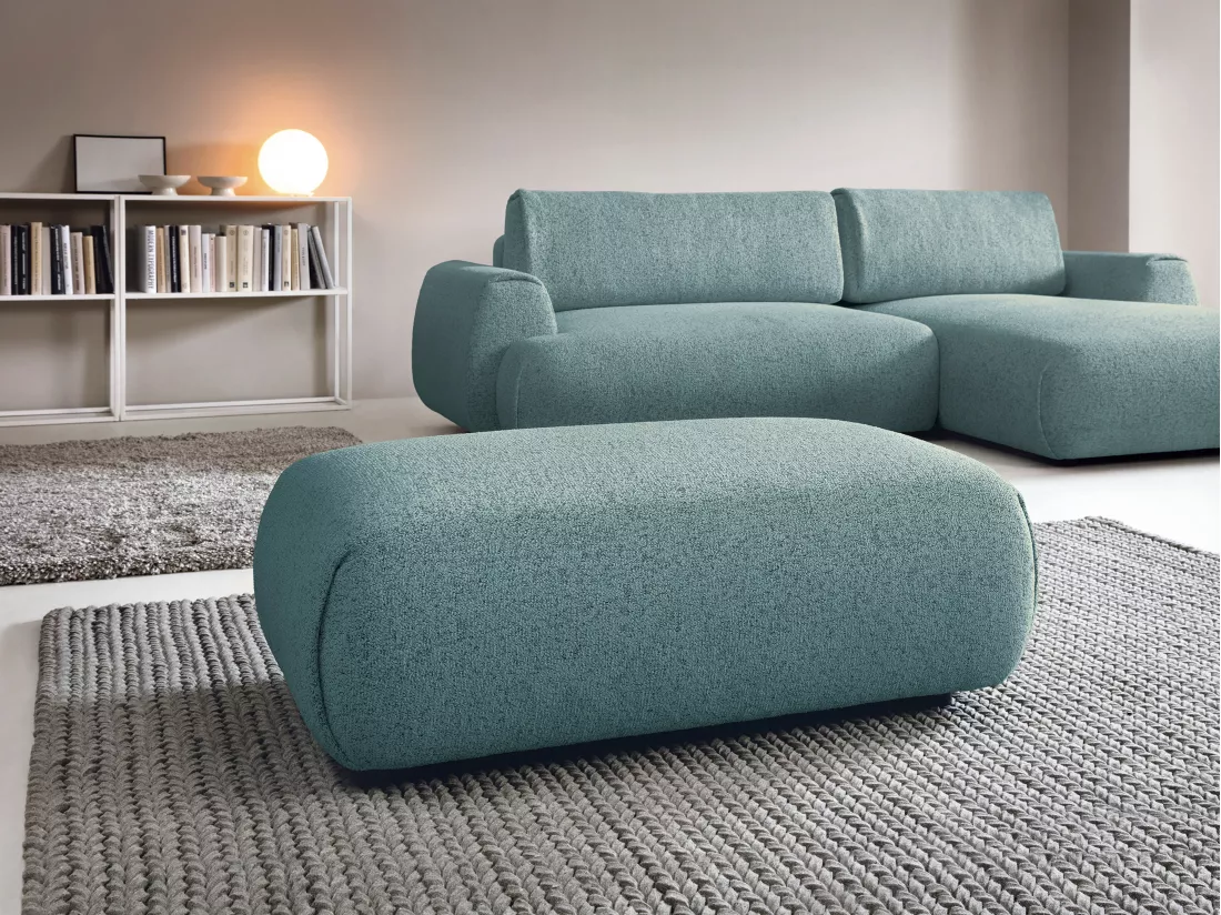 Pouf en tissu texturé bleu MONELIA