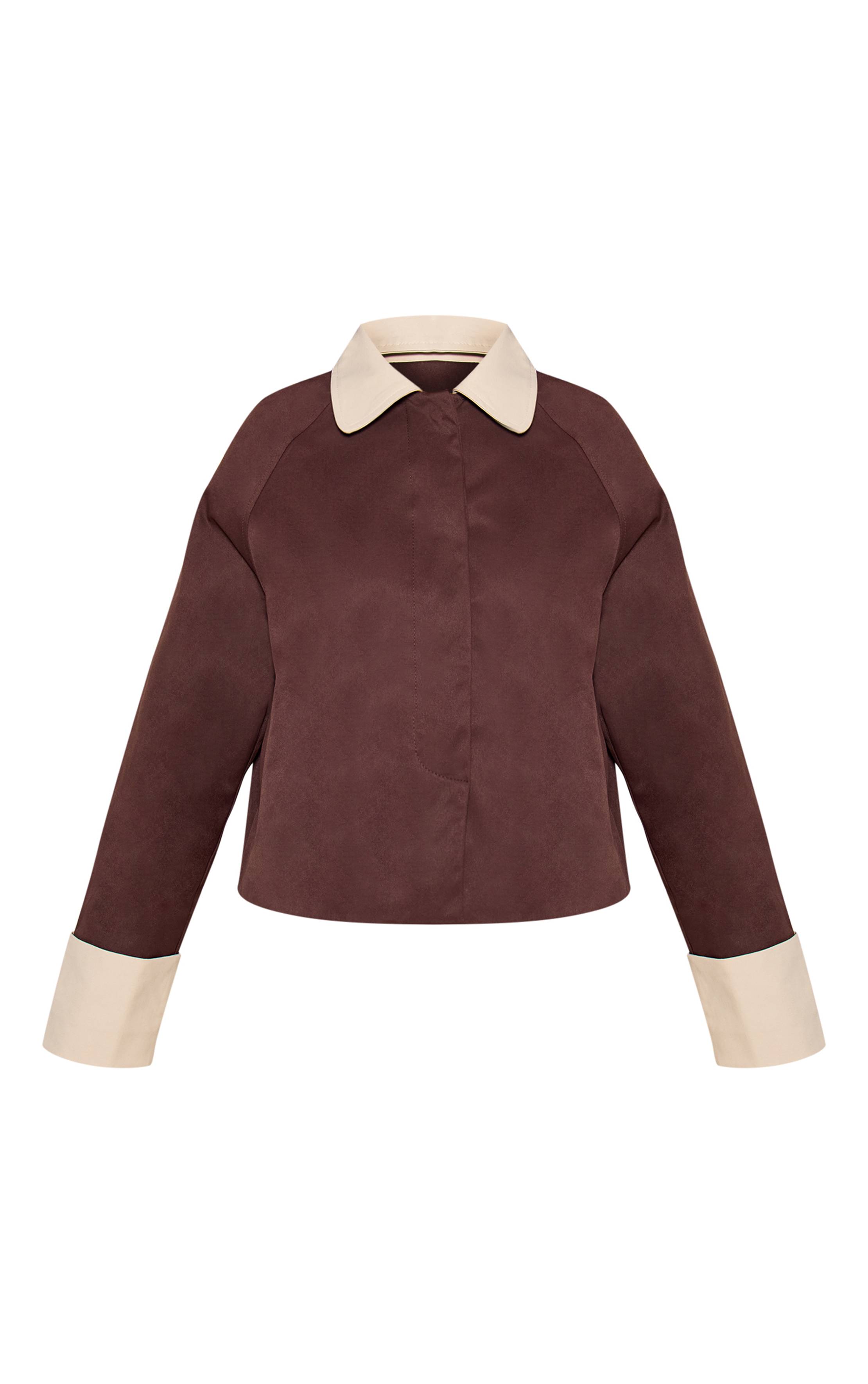 Chocolat Trench Court Contrasté Petite