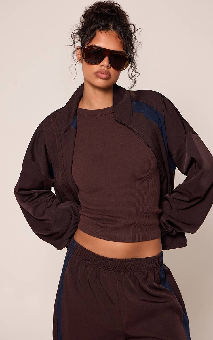 Pantalon Large En Tricot À Bandes Contrastées