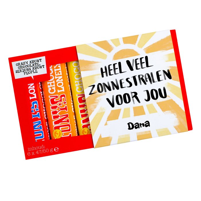 Tony’s Chocolonely | Proeverijtje | Zonnestralen met eigen naam | 300g